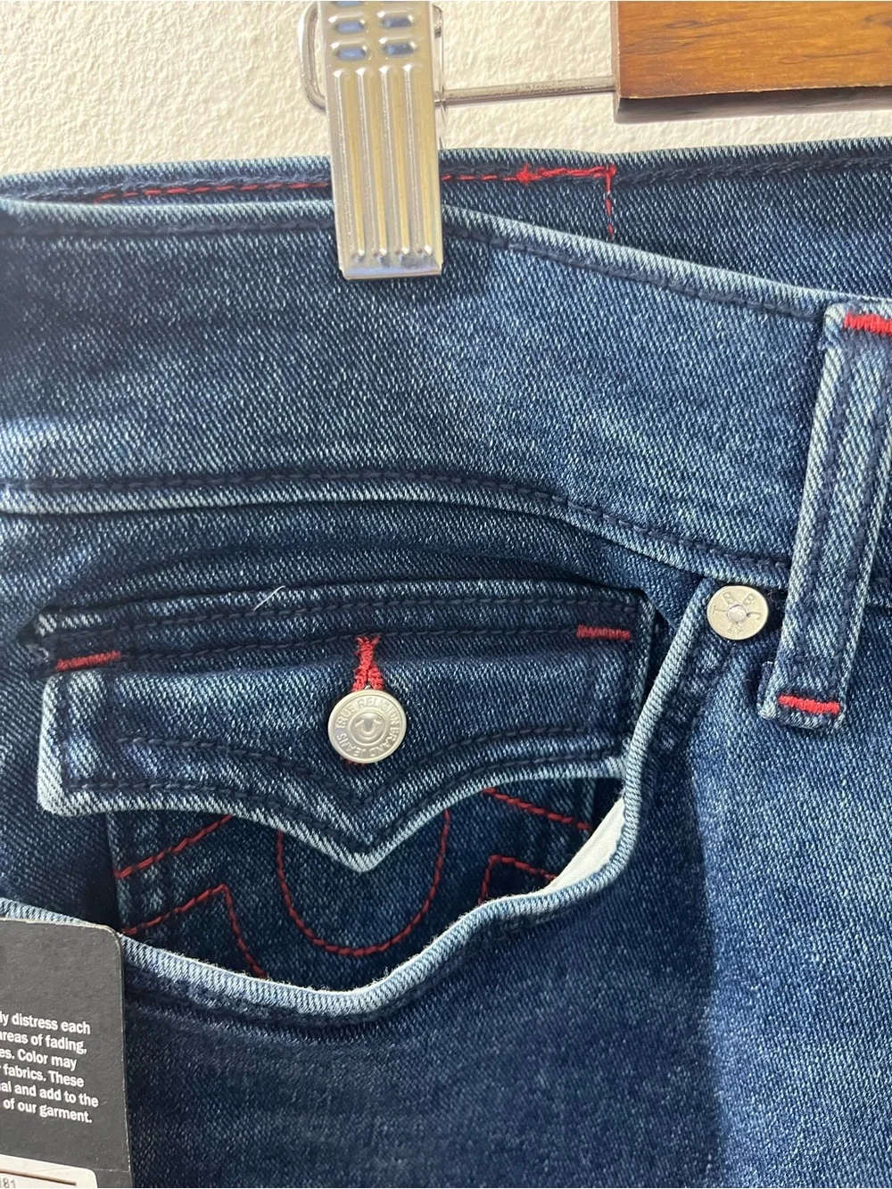 True Religion Ricky SN Flap Straight Jeans Men's 32x34 Dark Shivering Wash NWT